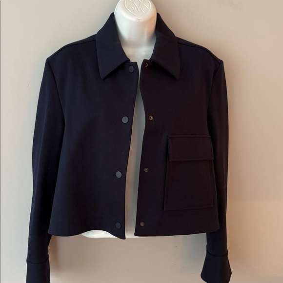 COS Navy Blue Cropped Twill Utility Jacket - Picture 6 of 16